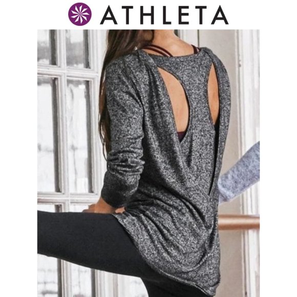 Athleta Tops - Athleta Luxe Black Grey Layered Pose Cut Out Top